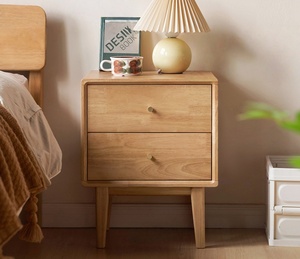 خزانة جانبية ضيقة من الخشب الصلب بتصميم عصري مع درج صغير بسيط لتخزين غرفة النوم في الشقق - Product Image 2