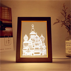 Marco de fotos accionado por Usb para el Día de San Valentín, <span class=keywords><strong>luz</strong></span> Led acrílica 3d de noche, <span class=keywords><strong>luz</strong></span> blanca cálida, decoración de vacaciones - Product Image 2