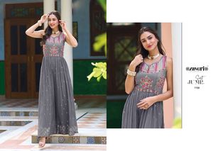 Hermosa Top de una pieza de Georgette de estilo completo con línea de algodón de tela arrugada para mujeres Fiesta India completamente cosida - Product Image 3