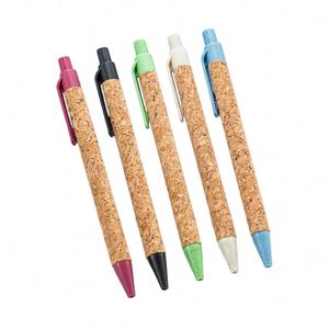 Wholesale High Quality Eco-friendly Recycled Wooden Wheat Straw Retractable Ballpoint <b>Pens</b> Promotion Gift for Business Writing - Product Image 1