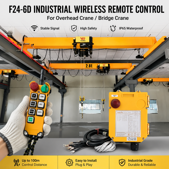 F24-6D/F24-6S 2-Speed Waterproof Telecrane 6-Button Overhead Crane Radio Remote Control