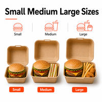 Boîte à burger jetable auto-élevable en papier kraft, carton blanc, bagasse, coque rigide, logo personnalisé, petite/moyenne/grande taille, fabriquée en Chine