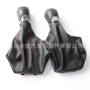Funda protectora para palanca de cambio de marchas de coche, para Skoda Octavia A7 MK3 2014-2017, 5 y 6 velocidades, cuero negro con costuras rojas - Product Image 4