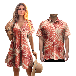 Couples hawaïens correspondant tenues ensemble personnalisé <span class=keywords><strong>tatouage</strong></span> Tribal tiare <span class=keywords><strong>fleur</strong></span> robe <span class=keywords><strong>de</strong></span> bal Aloha chemise & Samoa Puletasi robe Couple ensemble - Product Image 3