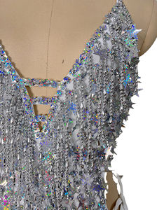 Body de Estrellas Hecho a Mano para Halloween, de una Pieza con Collar, Color Plateado, para Samba, Carnaval, Actuaciones, Escenario, EDC, Rave - Product Image 5