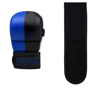 Entraînement aux grappins pour arts martiaux Mitaines de combat en cuir de vachette à paume ouverte Dragonne réglable Gants MMA de marque privée - Product Image 4