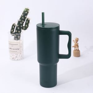 <b>40oz</b> Travel H4.0 <b>Handle</b> Car Mug Vacuum Stainless <b>Tumbler</b> Lid Straw Non-Slip ODM OEM Custom - Product Image 2