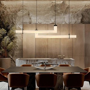 Modern Minimalist Marble Pendant Light 1M 1.2M LED Long Linear Chandelier For Home Restaurant Island Countertop Lighting - Product Image 5