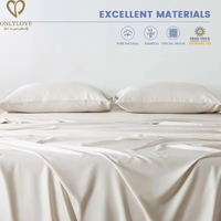 Draps de lit plats en bambou de haute qualité, toucher doux, couleur unie, taille King, pour l'été, fabriqués en Chine