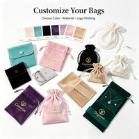 Pochette à bijoux en velours de luxe avec logo personnalisé, écologique, avec cordon de serrage, sac cadeau pour bagues, boucles d'oreilles, montres, pierres précieuses et lunettes