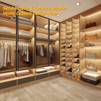 Armoire Modulaire Intelligente à LED pour Dressing, Éclairage à Détecteur de Mouvement, Vitrine en Verre, Conception Personnalisée, Vente en Gros, OEM ODM, Maison Intelligente