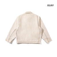 Veste Bomber Homme Personnalisée Style Detroit J97 en Toile Délavée avec Doublure à Carreaux et Fermeture Éclair – Vêtement de Travail