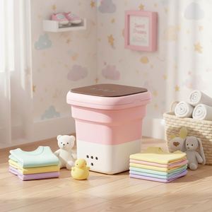 With US Plug Bucket Washing Machine Ultrasonic Single Tub Foldable Bathroom Folding Portable <b>Mini</b> Home & Travel 12 Plastic - Product Image 3