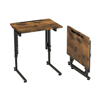 Table moderne à plateau supérieur en MDF marron réglable à 6 hauteurs, petit bureau de bout pliable en forme de C pour la salle à manger, le bureau, conception pliante réglable