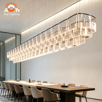 Lustre moderne de luxe en verre et métal, forme carrée allongée, pour salle de réunion, hôtel, salle de banquet