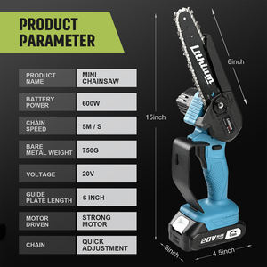 6 polegadas Chainsaw <span class=keywords><strong>Mini</strong></span> Elétrica Sem Fio Chainsaw Pequena Handheld Portátil Chainsaw Bateria Power Chainsaw Adequado para Poda De Árvores - Product Image 2
