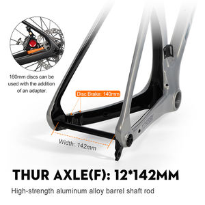 Cadre de vélo de route en carbone TOSEEK 700C*32C, frein à disque, câblage interne complet, axe traversant BBT47, cadre de vélo de route léger - Product Image 6