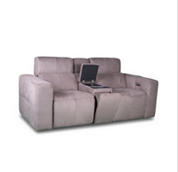 Canapé inclinable électrique 2 places en tissu microfibre, avec console centrale, chargeur sans fil et porte-gobelets