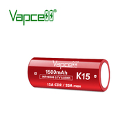 Batterie Li-ion rechargeable Vapcell K15 3.6V à prix attractif pour lampe torche, pointeur laser, appareils ménagers