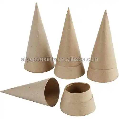 Paper Mache Cone Open Bottom 7x3 in. Set of 3 (Small)