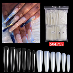 504 Uds nueva forma de uñas <span class=keywords><strong>manicura</strong></span> 4XL bolsa de Ballet puntas de armadura larga Ballet ataúd forma <span class=keywords><strong>transparente</strong></span> adhesivo Natural puntas de uñas postizas - Product Image 2
