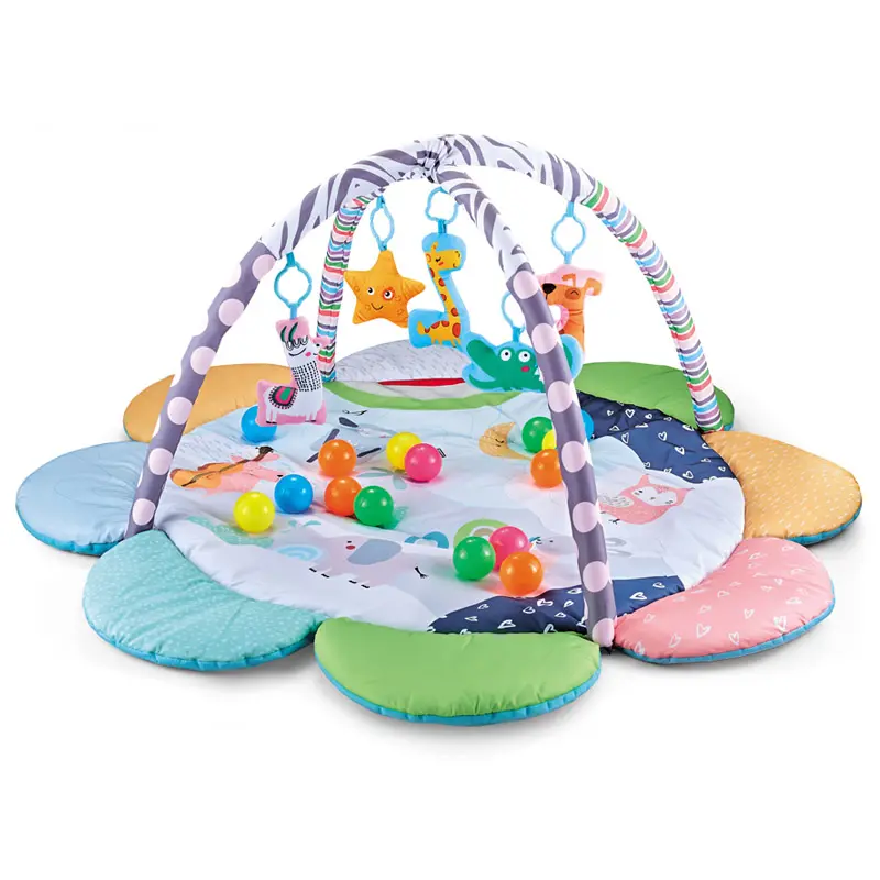 2 In 1 Blumen form Kinder Laufs tall mit hängendem Spielzeug Hochwertige Baby-Spiel matte Baby-Spiel halle mit Bällen