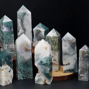 Obelisco de Ágata Musgosa Verde Natural al por Mayor, Geoda Druzy de Cuatro Lados, Varita de Cristal Curativo, Feng Shui, Meditación, Decoración del Hogar, Regalo - Product Image 3