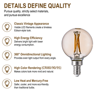 Ampoule LED à filament multi-CCT personnalisable G16.5 G50, verre ambré, 2W 4W 5.5W, globe en verre E12 pour éclairage suspendu décoratif