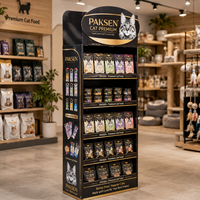 Étagère de présentation en carton ondulé à plusieurs niveaux pour aliments et friandises pour chats, impression HD, charge lourde pour les zones animalières des supermarchés