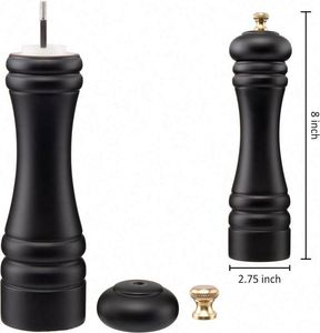 Refillable Manual Rotary Knob Adjustable Coarseness Wooden Salt <b>Grinder</b> Black <b>Pepper</b> Mill with Ceramic Grinding Mechanism - Product Image 6