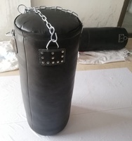Sac de frappe en cuir noir épais de 180 cm avec impression de logo personnalisé pour Muay Thai et Kick Boxing