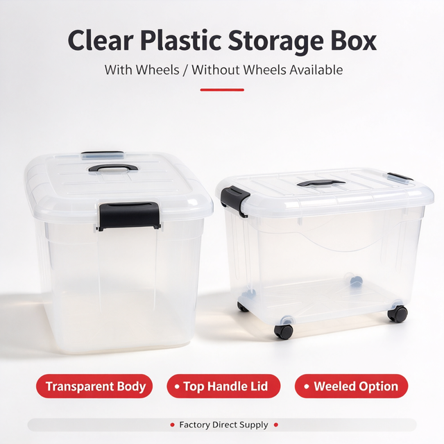 25L Large Size BPA Free Stackable Organizer Transparent Plastic Storage Box Bin with Lid