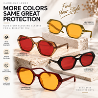 Lunettes Rétro Géométriques Anti-Lumière Bleue avec Verres Rouges Ambrés pour Femmes, Idéales pour la Lecture sur Écran et l'Ordinateur, Personnalisables OEM