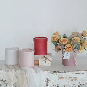 Valentinstag Bouquet Geschenke Box liefert 12cm runde Pappe Papier Blume Geschenk boxen Verpackung