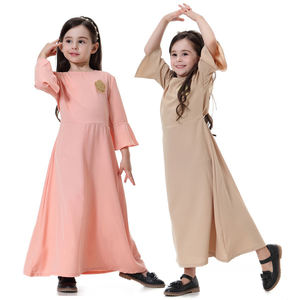 Abaya pour enfants musulmans, broderie, broche, mode enfants fille, robe Abaya Jubah Ramadan moyen-orient, vêtements arabes islamiques, livraison directe - Product Image 1