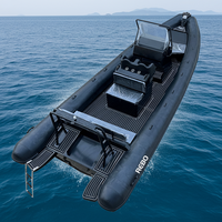 Bateau pneumatique semi-rigide (RIB) CE Certifié REBO Sport Rhib760 SP RIB 760 en fibre de verre avec moteur, double pont en Hypalon/PVC, coque en aluminium, 25 pieds, capacité de 13 personnes