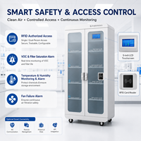 Armoire de stockage de produits chimiques sans conduit intelligente avec accès RFID, surveillance des COV et filtration moléculaire pour réactifs de laboratoire