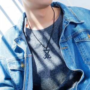 Bomei Bijoux En Gros Personnalisé <span class=keywords><strong>Satanique</strong></span> Bijoux En Acier Inoxydable Plaqué Noir Sceau De Lucifer Pendentif <span class=keywords><strong>Collier</strong></span> Pour Hommes - Product Image 2