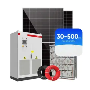 Système d'énergie solaire 30kw 50kw 100kw 150kw 200kw 300kw 500kw système hybride de stockage solaire hors réseau avec batterie au Lithium