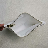 Pochette zippée vierge 100% polyester pour sublimation, sac de toilette de voyage blanc uni avec fermeture éclair en métal doré