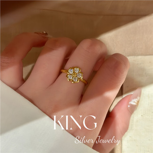 Hanami S925 Sterling Silver <b>Ring</b> Flower Pave Setting Unisex Gift Jewelry - Product Image 4