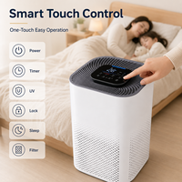 Penjernih Udara WiFi Portabel untuk Kamar Tidur Ruangan Kecil Filter HEPA H13 H14 Sensor PM 2.5 Kontrol Aplikasi Pintar