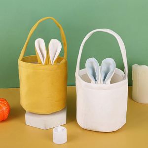 Sac de Pâques en velours avec oreilles de lapin, panier pour œufs et bonbons, emballage cadeau pour enfants - Product Image 4