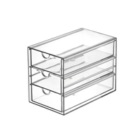 Organizador de Almacenamiento Transparente de 3 Niveles con Cajones, Organizador de Escritorio de Acrílico Transparente Personalizado para Oficina, Organizador de Almacenamiento con Cajones