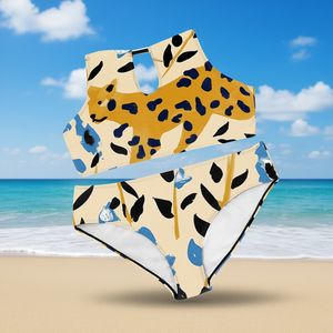 Aanpasbare Plus Size Hoge Taille 2-delige Zwemkledingset Digitale Print Push-up BH Dames Bikini Strandkleding met Dierenprint - Product Image 2