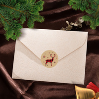 Rouleau de papier kraft de Noël, étiquettes adhésives imprimées en couleur, personnalisables, pour emballage cadeau, autocollants décoratifs, forme ronde