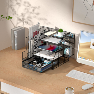 Organisateur <span class=keywords><strong>de</strong></span> bureau à 5 niveaux, plateau à lettres avec tiroir et porte-stylo suspendu, fournitures et accessoires <span class=keywords><strong>de</strong></span> bureau multifonctions - Product Image 5