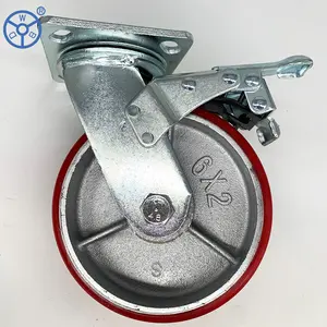 Iron Caster Wheels WBD Cast Iron/Aluminum Core PU Polyurethane Industrial Castor Swivel Wheels Heavy Duty Caster With Cast Steel Rim