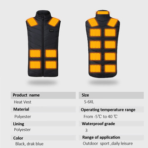Gilet chauffant Vêtements unisexes Léger 17 zones chauffantes Chargement USB Gilet chauffant avec batterie - Product Image 3