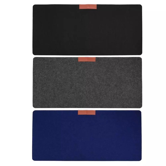 High Quality Felt Desk Mat Portable  Felt Desk Pad With Leather Pencil Sleeve